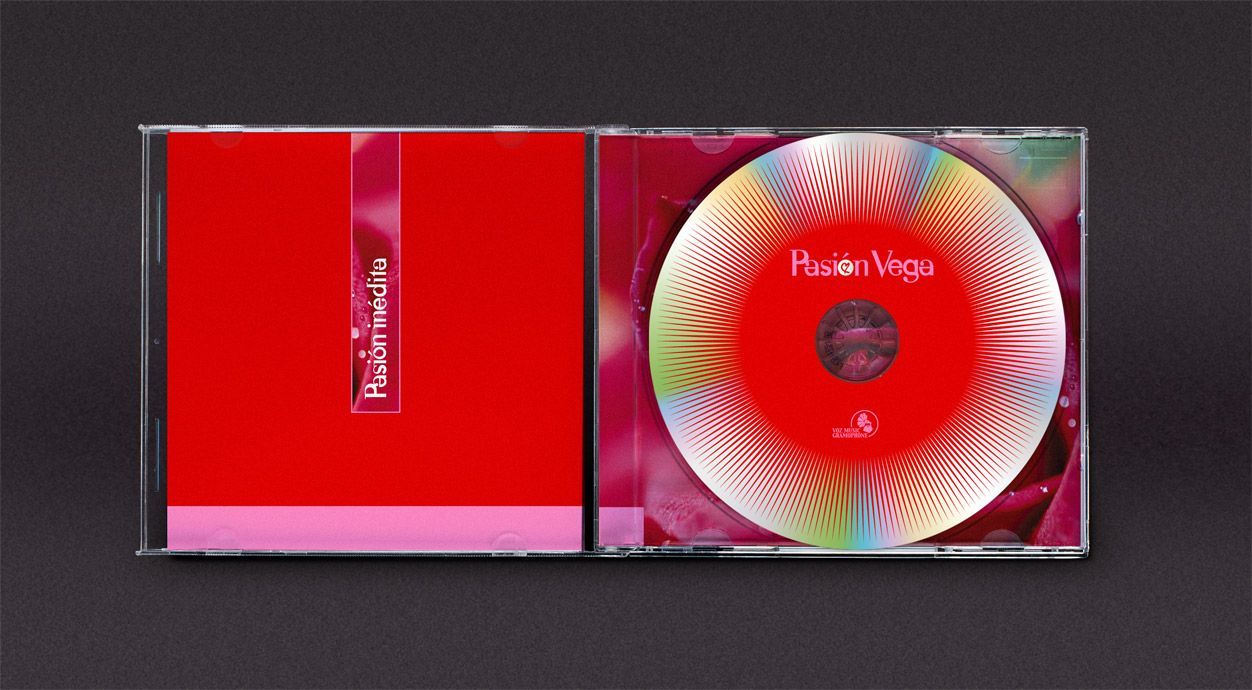 Diseño del cd abierto de Pasión Vega, titulado Pasión Inédita