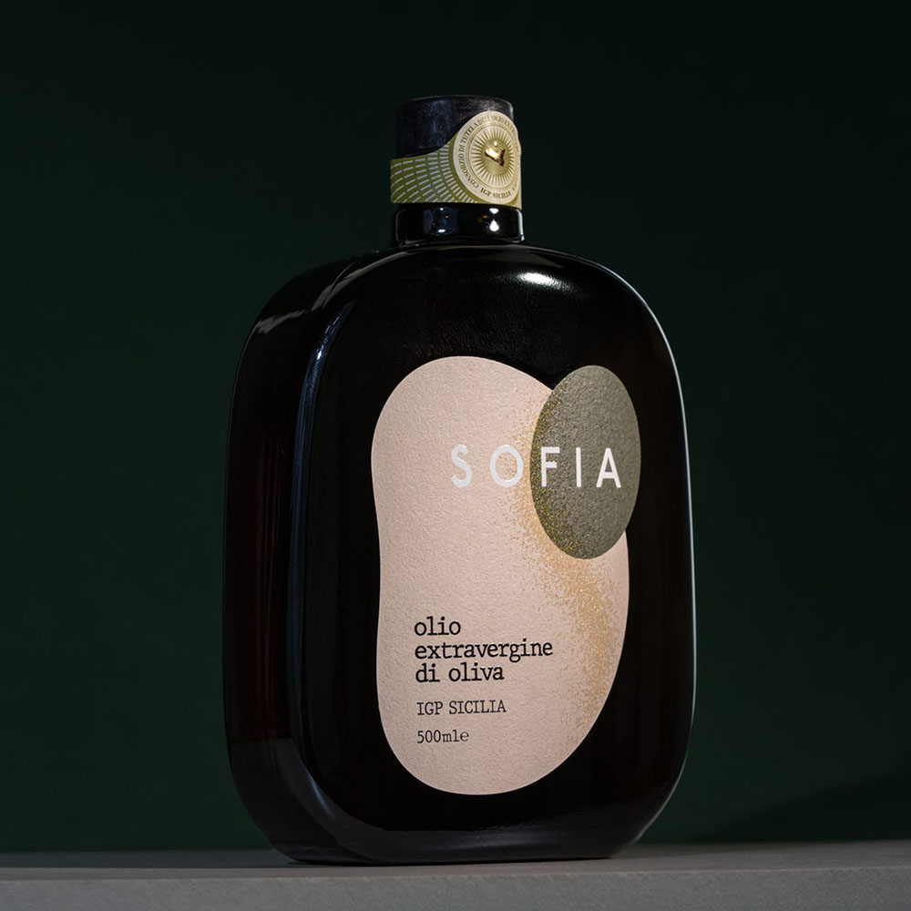 Diseño de etiqueta SOFIA para aceite de oliva virgen extra