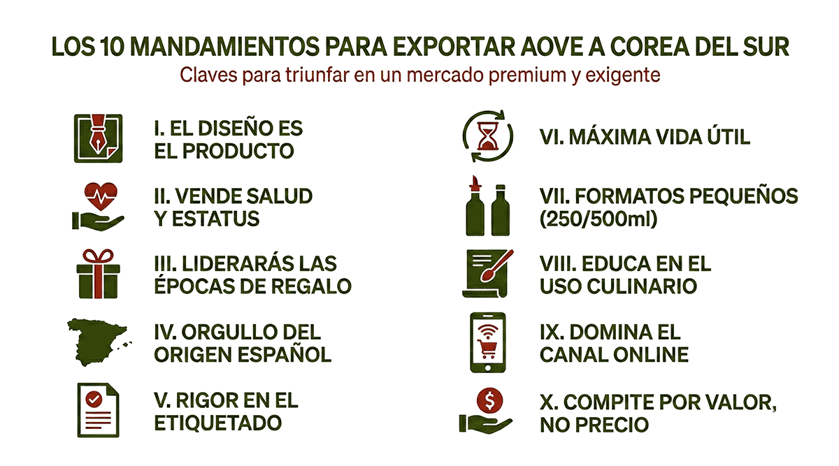 10 mandamientos para exportar aceite de oliva a corea del sur