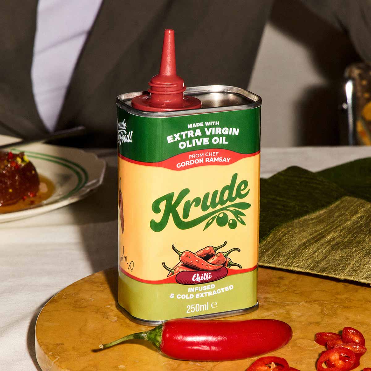 aceite de oliva infusionado con chile de la marca krude