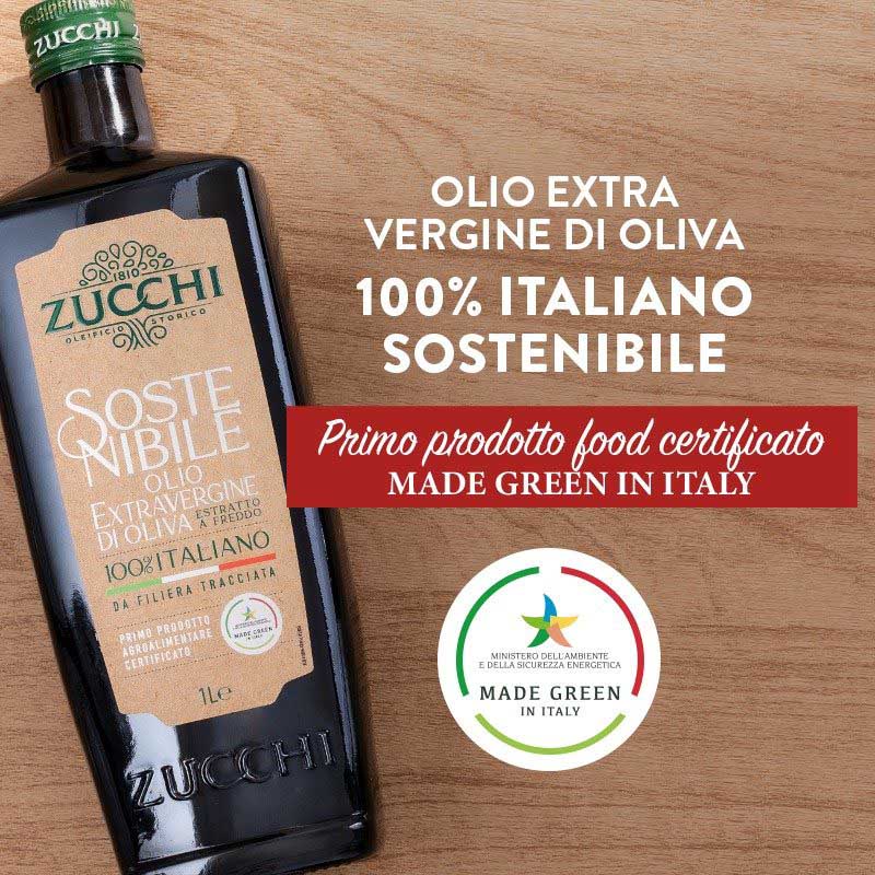 Aceite de oliva Zucchi con certificación Made Green in Italy