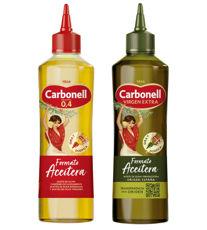 Botellas Carbonell en formato aceitera con dosificador